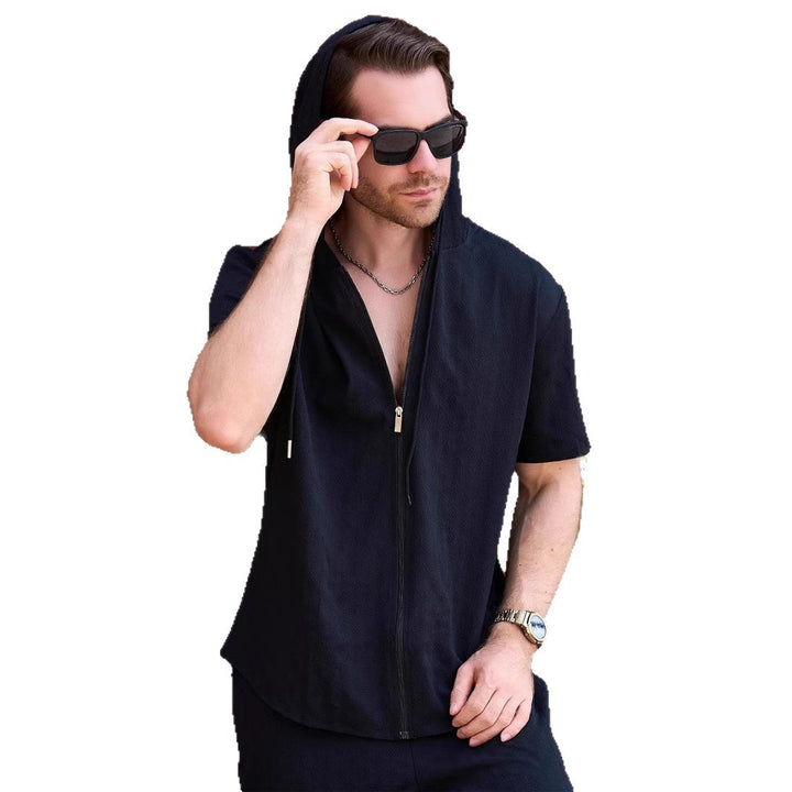 Herren Kapuzenoberteil mit modischem Reißverschluss und strukturiertem Design Aliams