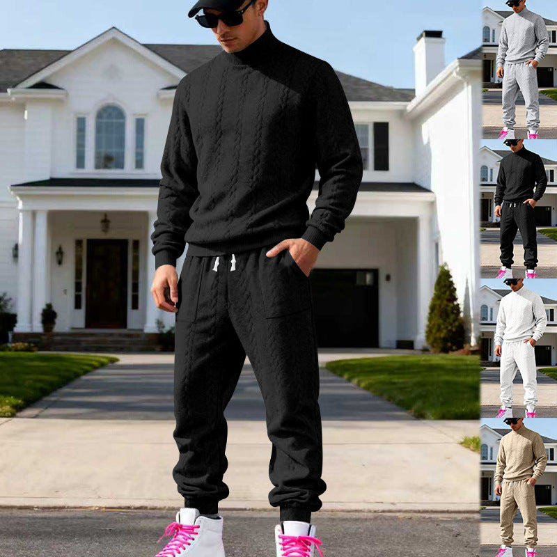 Herren Grobstrick Freizeitanzug mit hohem Kragen Aliams