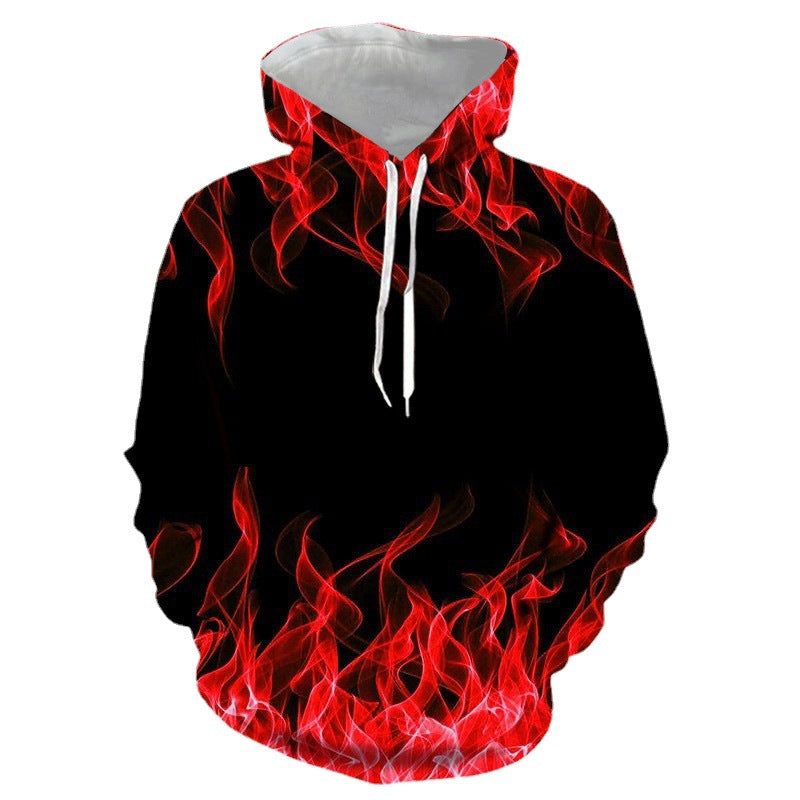 Unisex Kapuzenpullover mit auffälligem Flammenmotiv Aliams