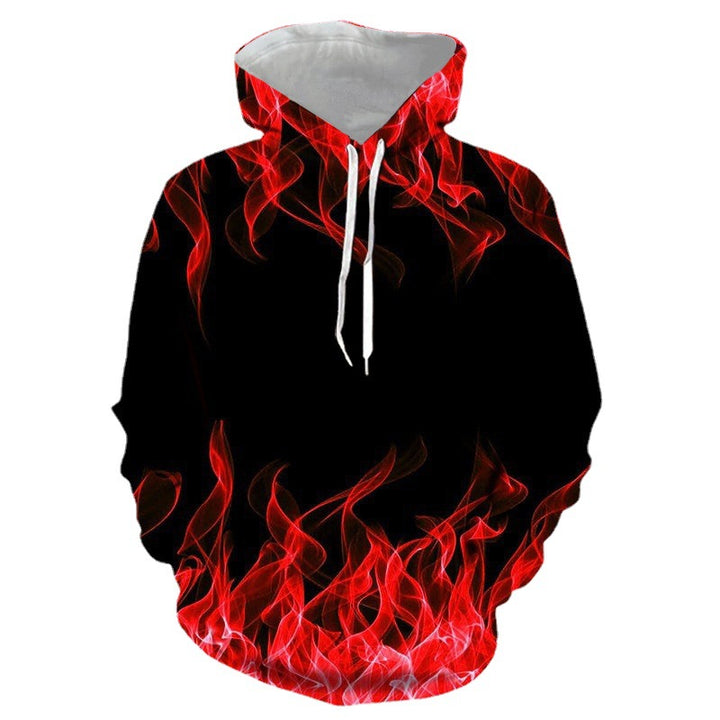 Unisex Kapuzenpullover mit auffälligem Flammenmotiv Aliams