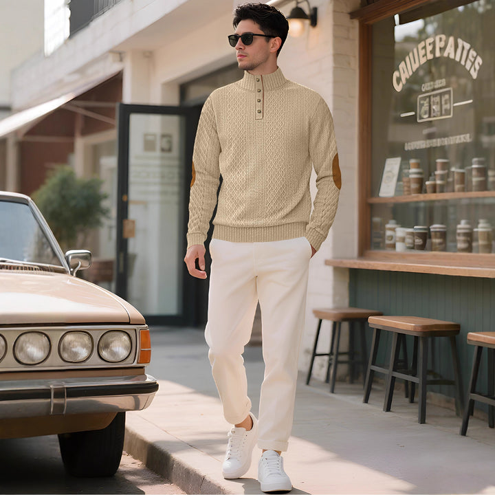 Herren Strickpullover mit hohem Kragen und eleganten Knopfleisten Aliams