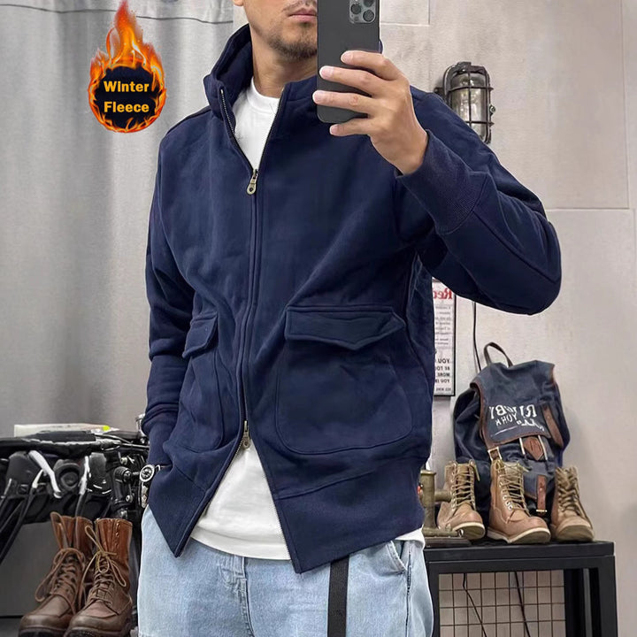 Herren warme Fleecejacke mit praktischen Taschen und modernem Schnitt Aliams