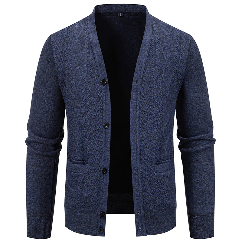 Herren klassische Strickjacke mit strukturiertem Design und praktischen Taschen Aliams