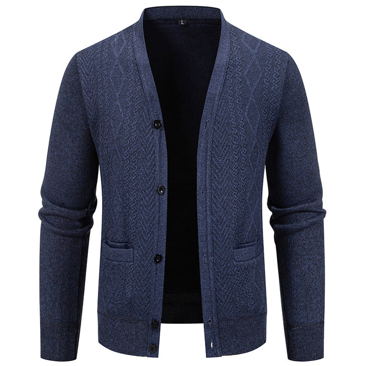 Herren klassische Strickjacke mit strukturiertem Design und praktischen Taschen Aliams