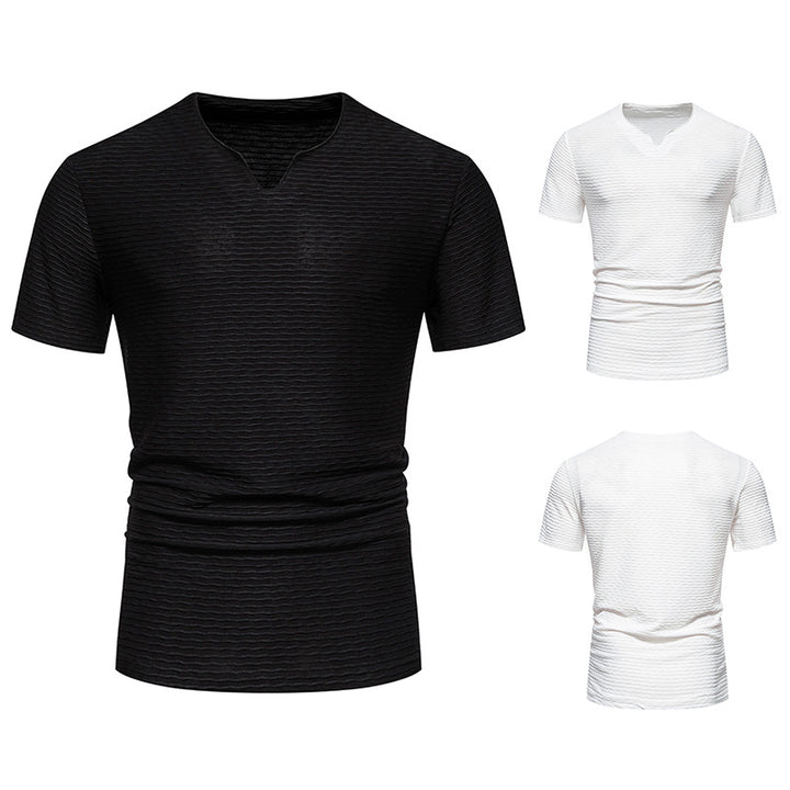 Herren Kurzarm T-Shirt mit strukturiertem Wellenmuster Aliams