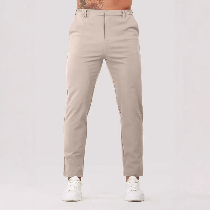 Herren Slim Fit Chinohose mit elastischem Bund und seitlichen Taschen Aliams