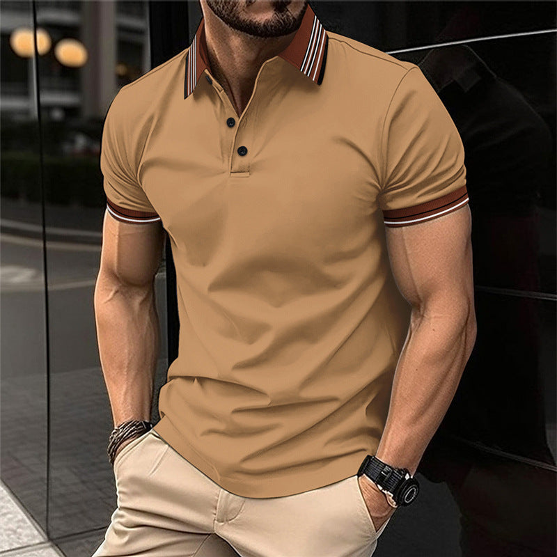 Herren Kurzarm Poloshirt mit modernem Kragen und eleganten Kontrastdetails Aliams