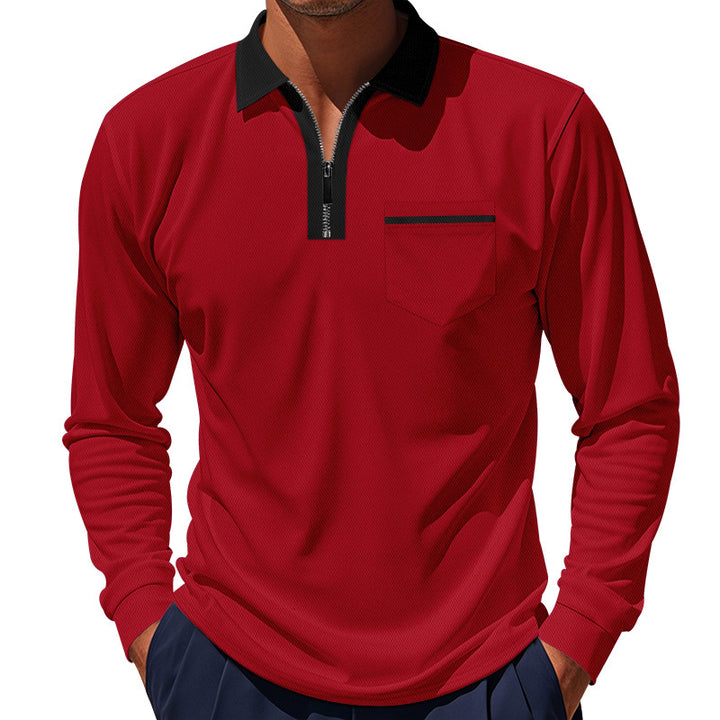 Herren sportliches Langarm-Henley-Shirt mit Reißverschluss und modernem Design Aliams