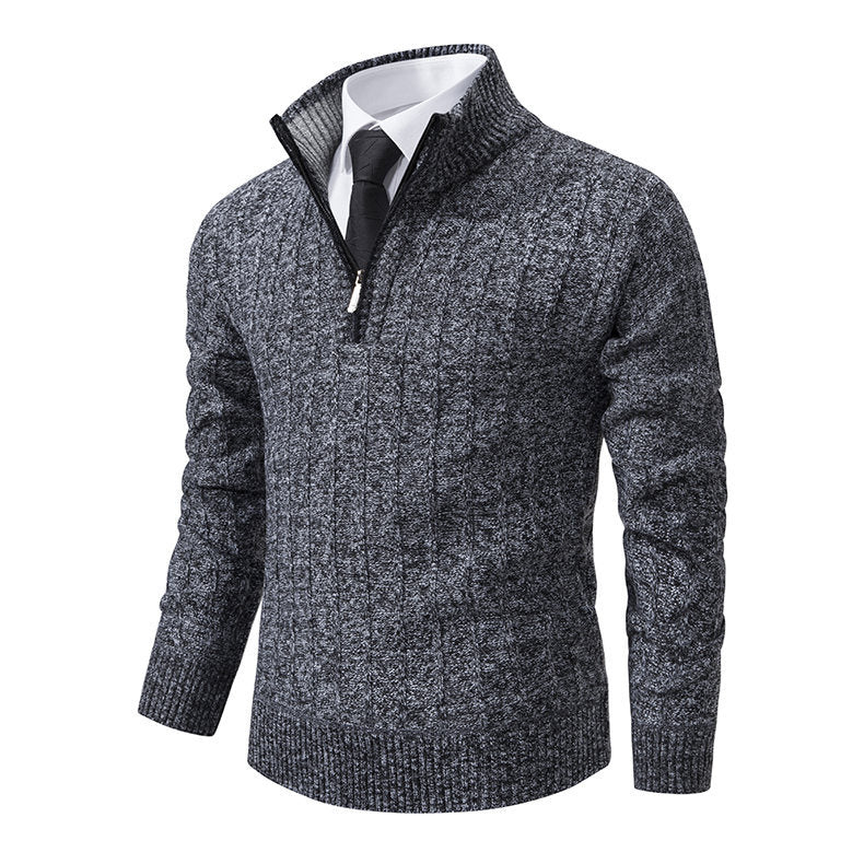 Herren eleganter Strickpullover mit halbem Reißverschluss Aliams