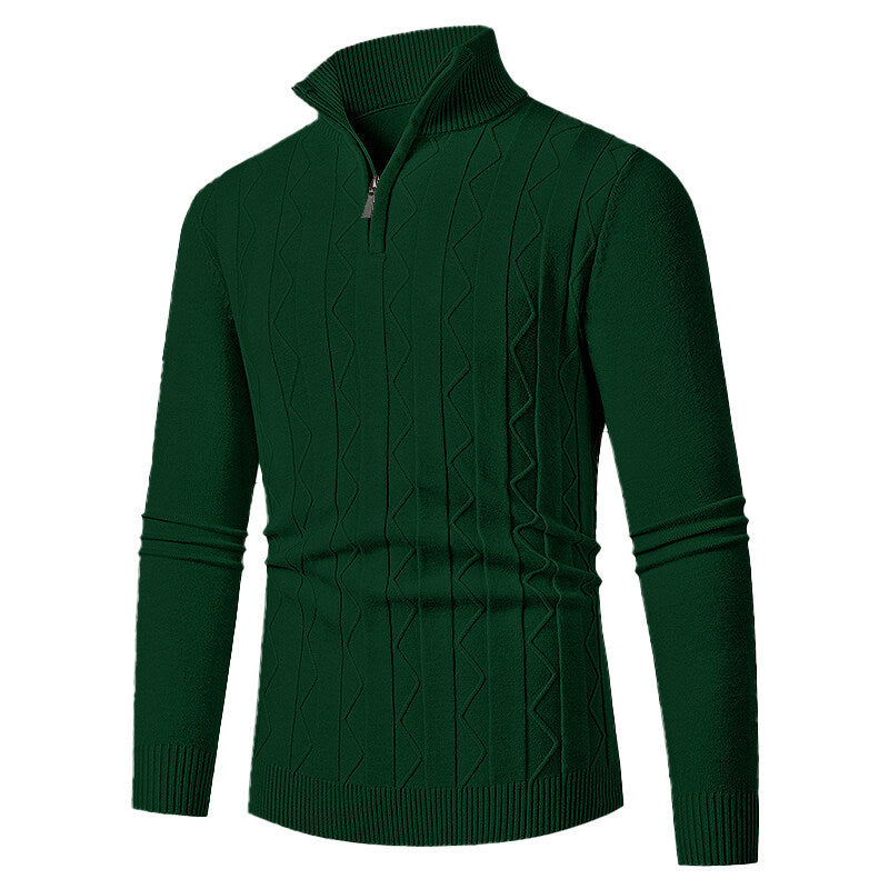 Herren Strickpullover mit stylischem Reißverschluss und Zopfmuster Aliams