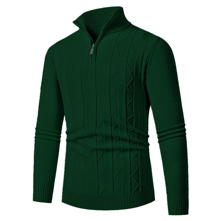 Herren Strickpullover mit stylischem Reißverschluss und Zopfmuster Aliams