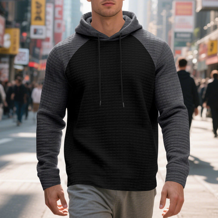 Herren Kapuzenpullover mit strukturiertem Stoff und farblich abgesetzten Ärmeln Aliams