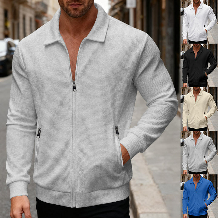 Herren Sportlicher Stehkragenpullover mit Reißverschluss und strukturiertem Design Aliams