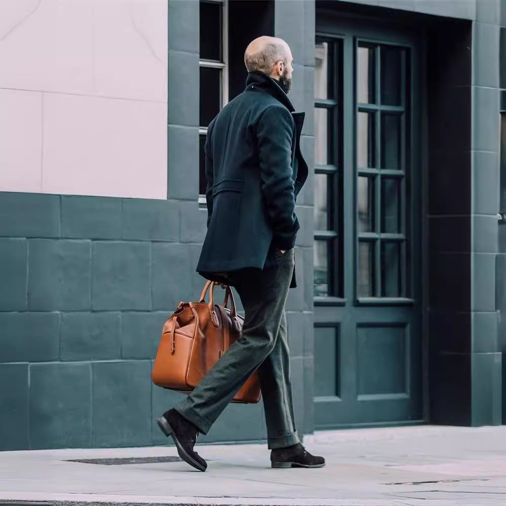 Herren eleganter doppelreihiger Wollmantel mit strukturiertem Obermaterial Aliams