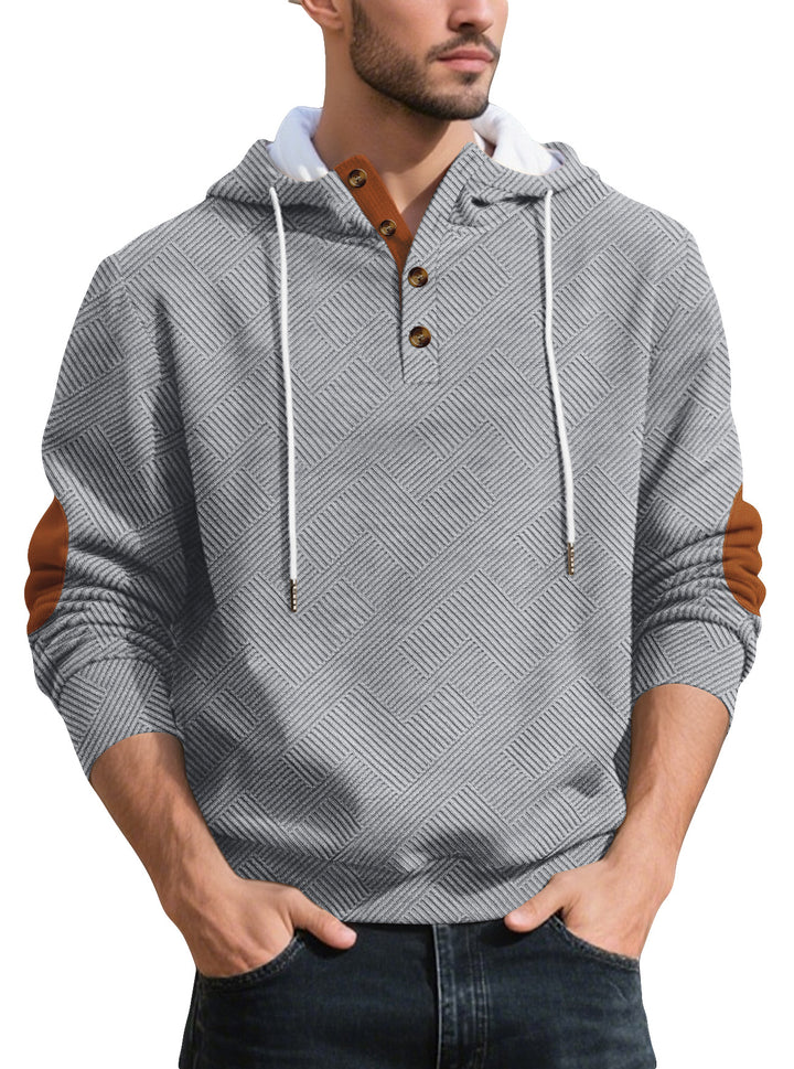 Herren Kapuzenpullover mit Knopfleiste und strukturiertem Design Aliams