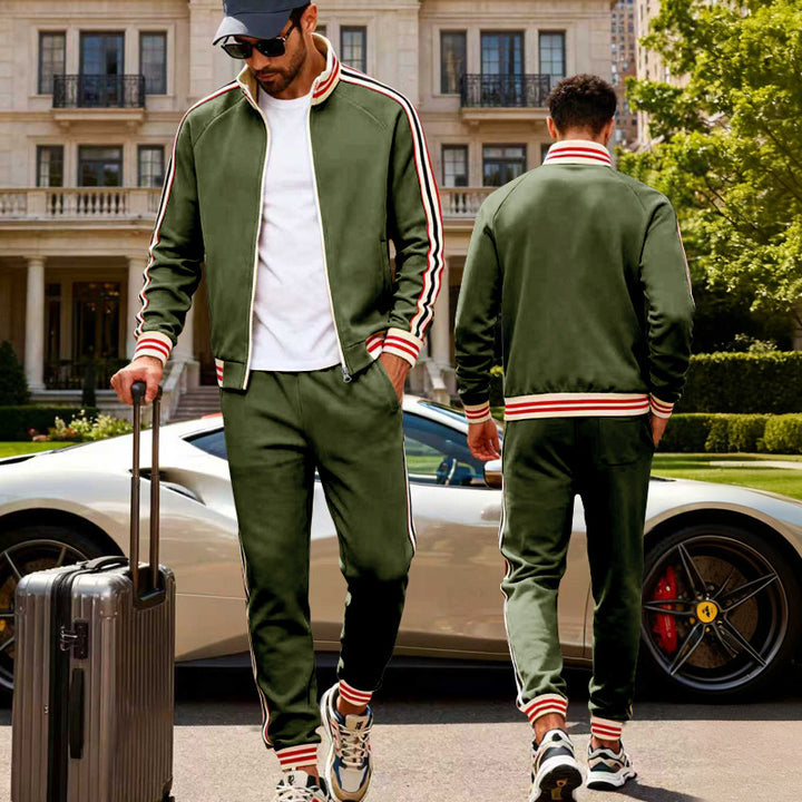 Herren sportlicher Freizeitanzug mit kontrastierenden Streifen Aliams