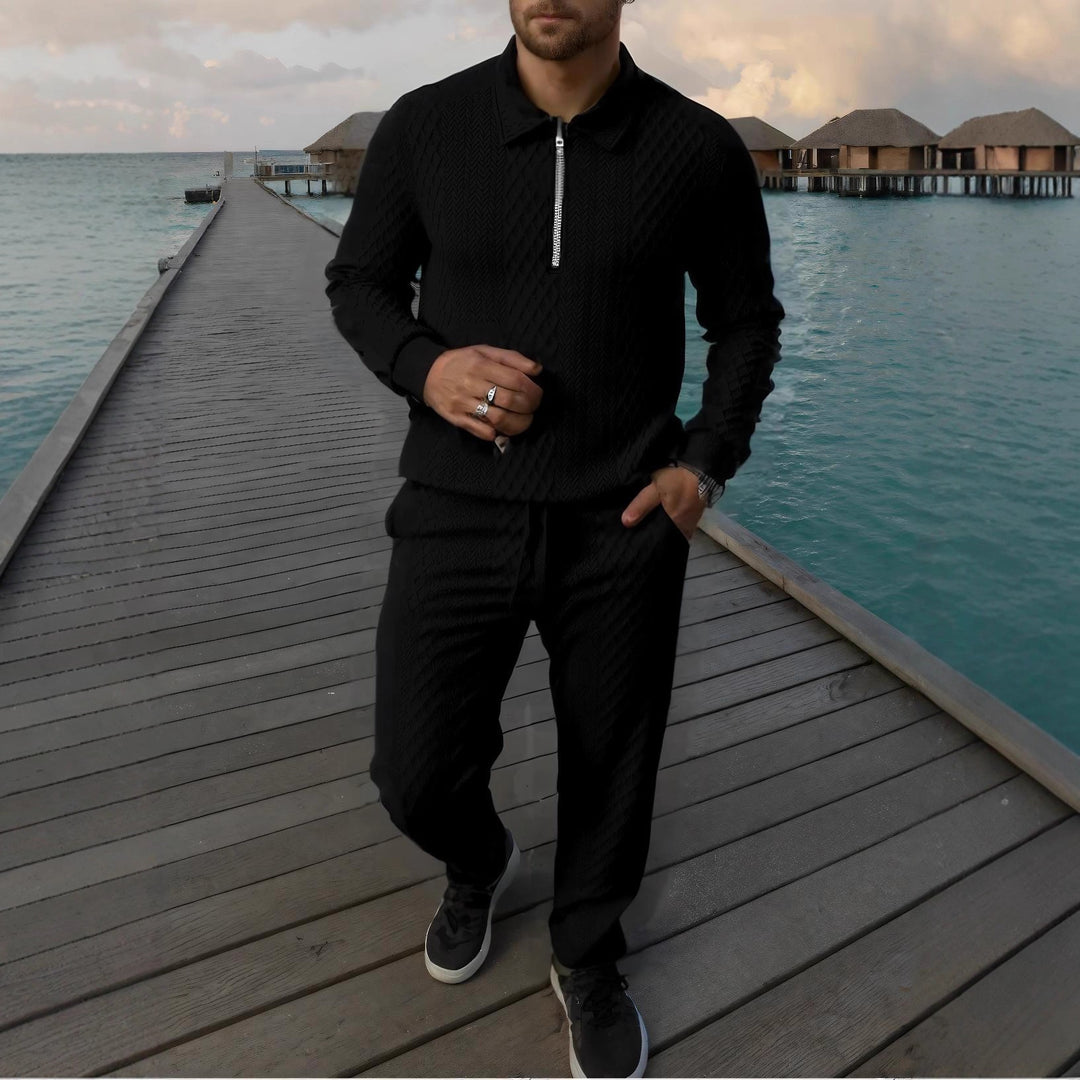 Herren Elegantes Strickanzug aus atmungsaktivem Material mit Stehkragen Aliams