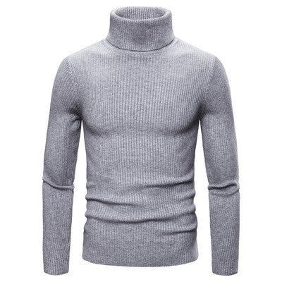 Herren Ripp-Strickpullover mit hohem Kragen und körpernahem Schnitt Aliams