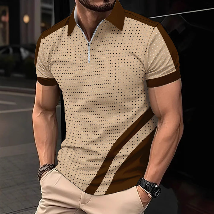 Herren Sportliches Kurzarm-Poloshirt mit modernem Reißverschluss Aliams