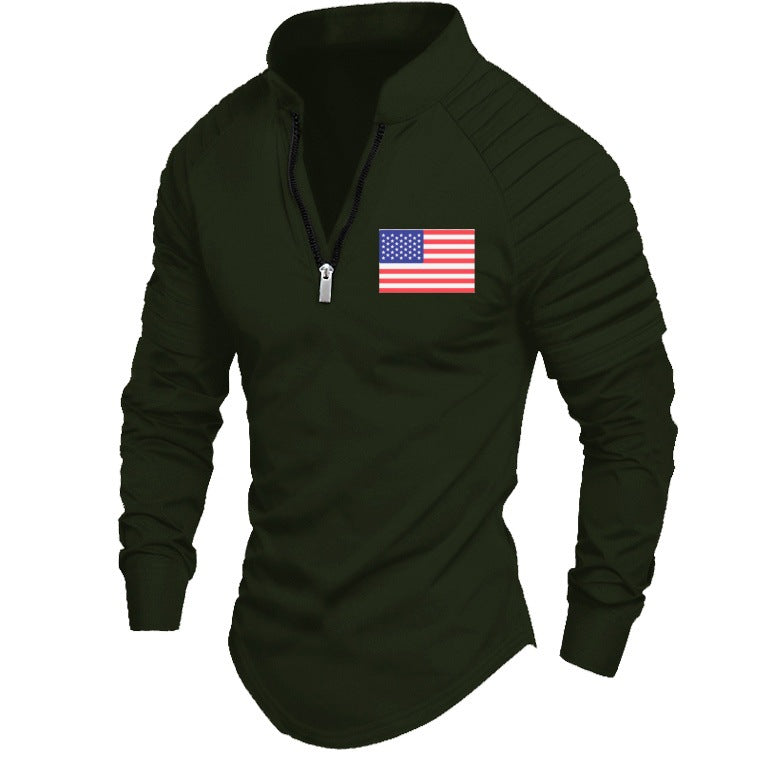 Herren sportliches Oberteil mit Reißverschluss und dekorativem Schulterdesign Aliams