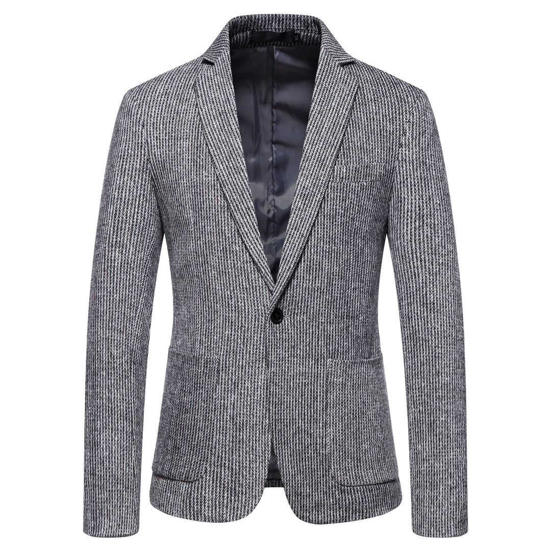 Herren eleganter Strickblazer mit strukturiertem Design und schmalem Schnitt Aliams