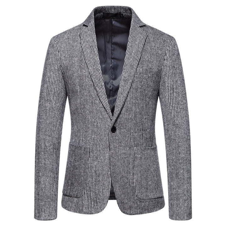 Herren eleganter Strickblazer mit strukturiertem Design und schmalem Schnitt Aliams