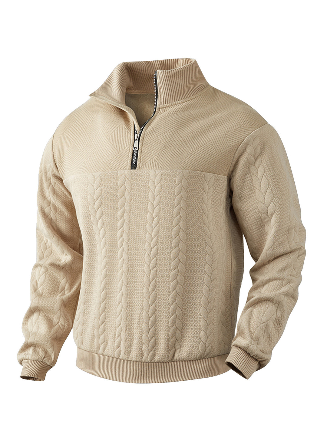 Herren Hoher Kragen Strickpullover mit Reißverschluss Aliams