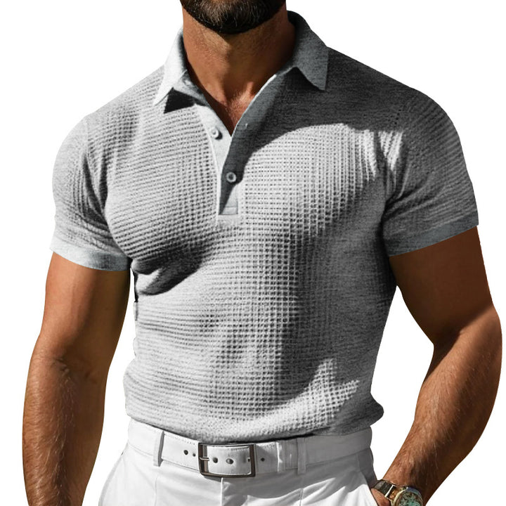 Herren Poloshirt mit strukturiertem Gewebe und modernen Knopfdetails Aliams