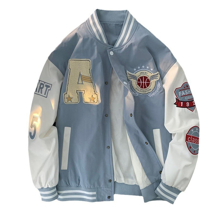 Herren sportliche Collegejacke mit gestickten Applikationen und atmungsaktivem Material Aliams