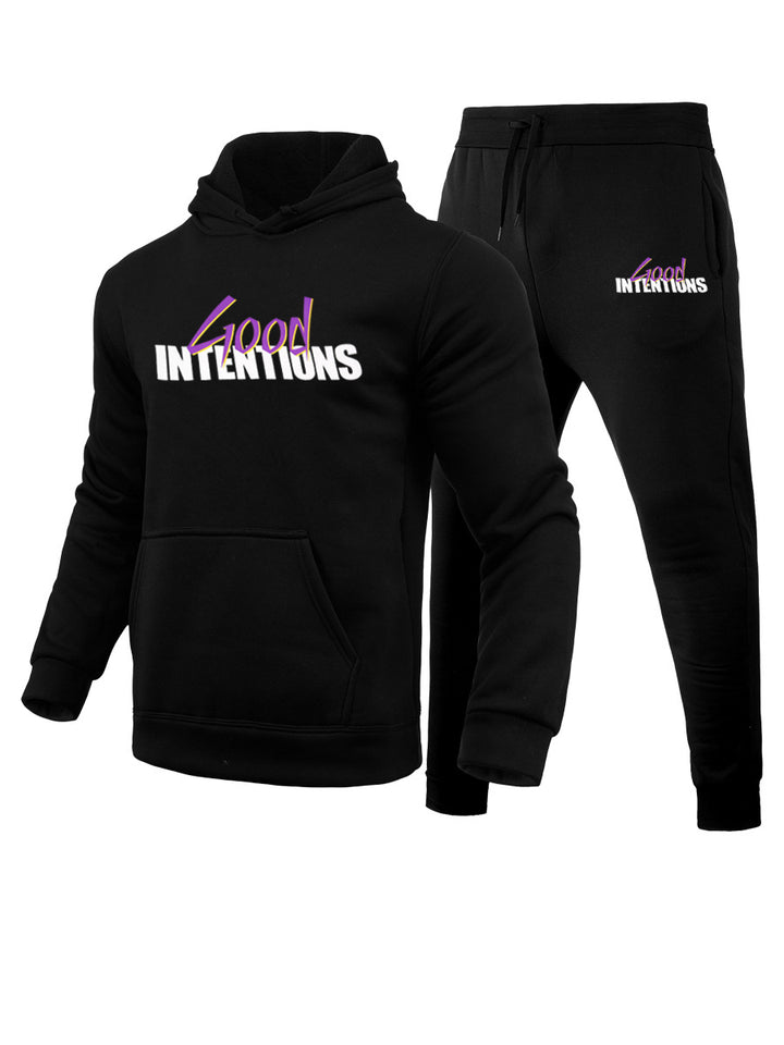 Herren sportliches Hoodie- und Jogginghose-Set mit auffälligem Statementdruck Aliams