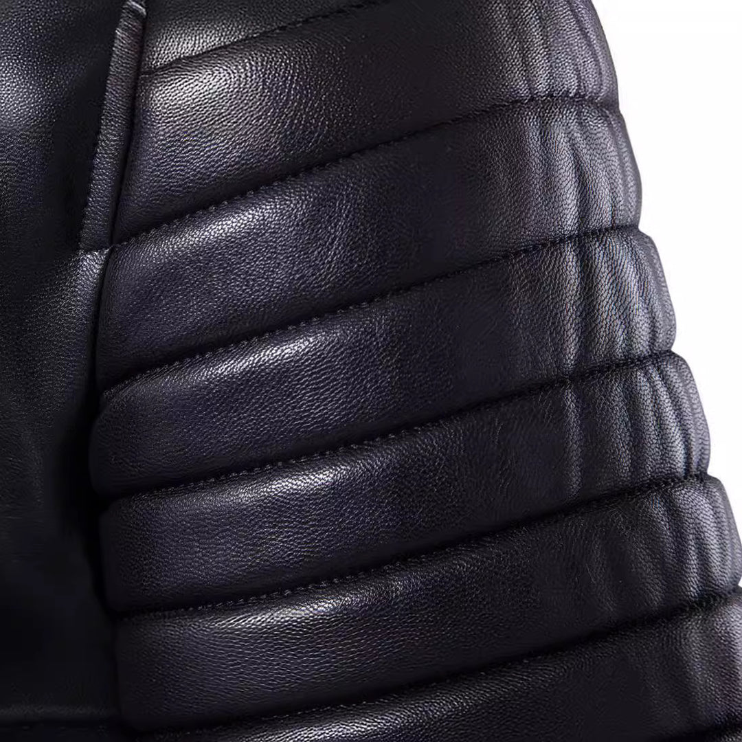 Herren Bikerjacke aus hochwertigem Leder mit innovativen Steppdetails Aliams