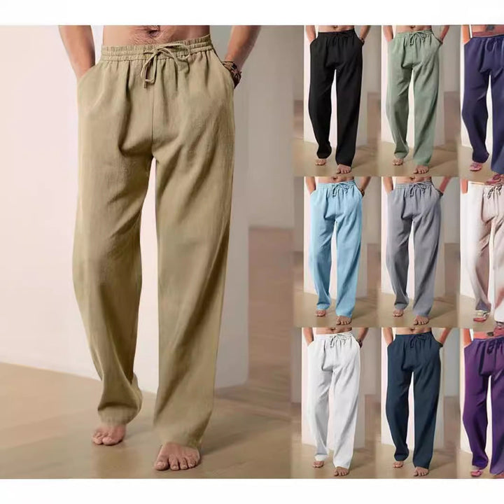 Herren Bequeme Leinenhose mit verstellbarem Bund Aliams