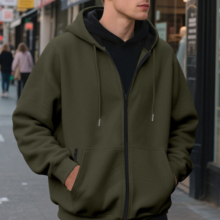 Herren Fleecejacke mit hohem Kragen und praktischen Taschen Aliams