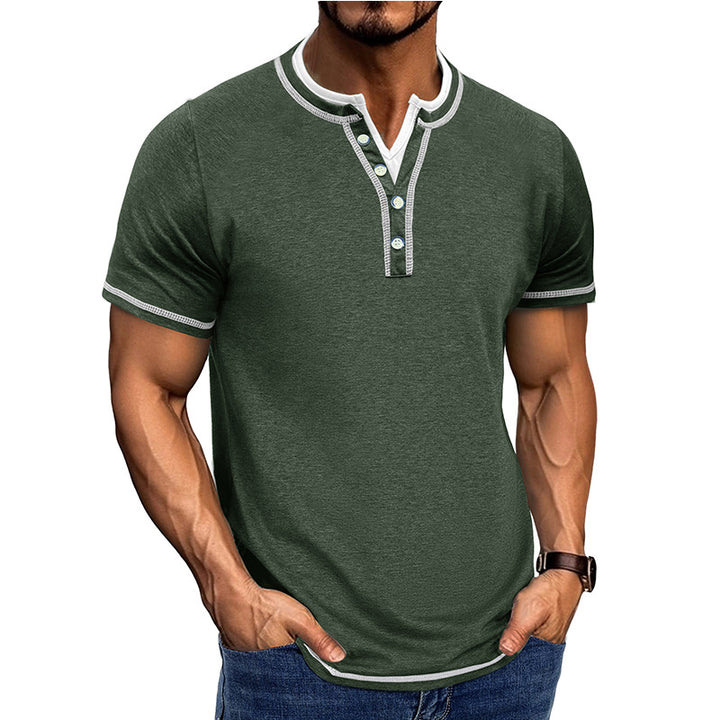 Herren Kurzarm-Henley-Shirt mit edler Knopfleiste und bequemen Schnitt Aliams