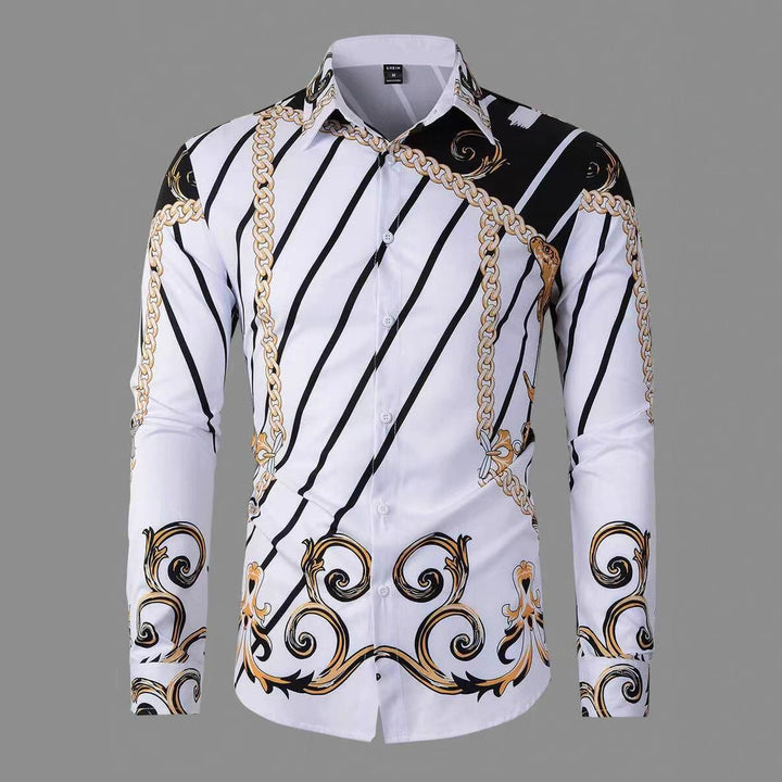 Herren Elegantes Langarmhemd mit auffälligem Druckdesign Aliams