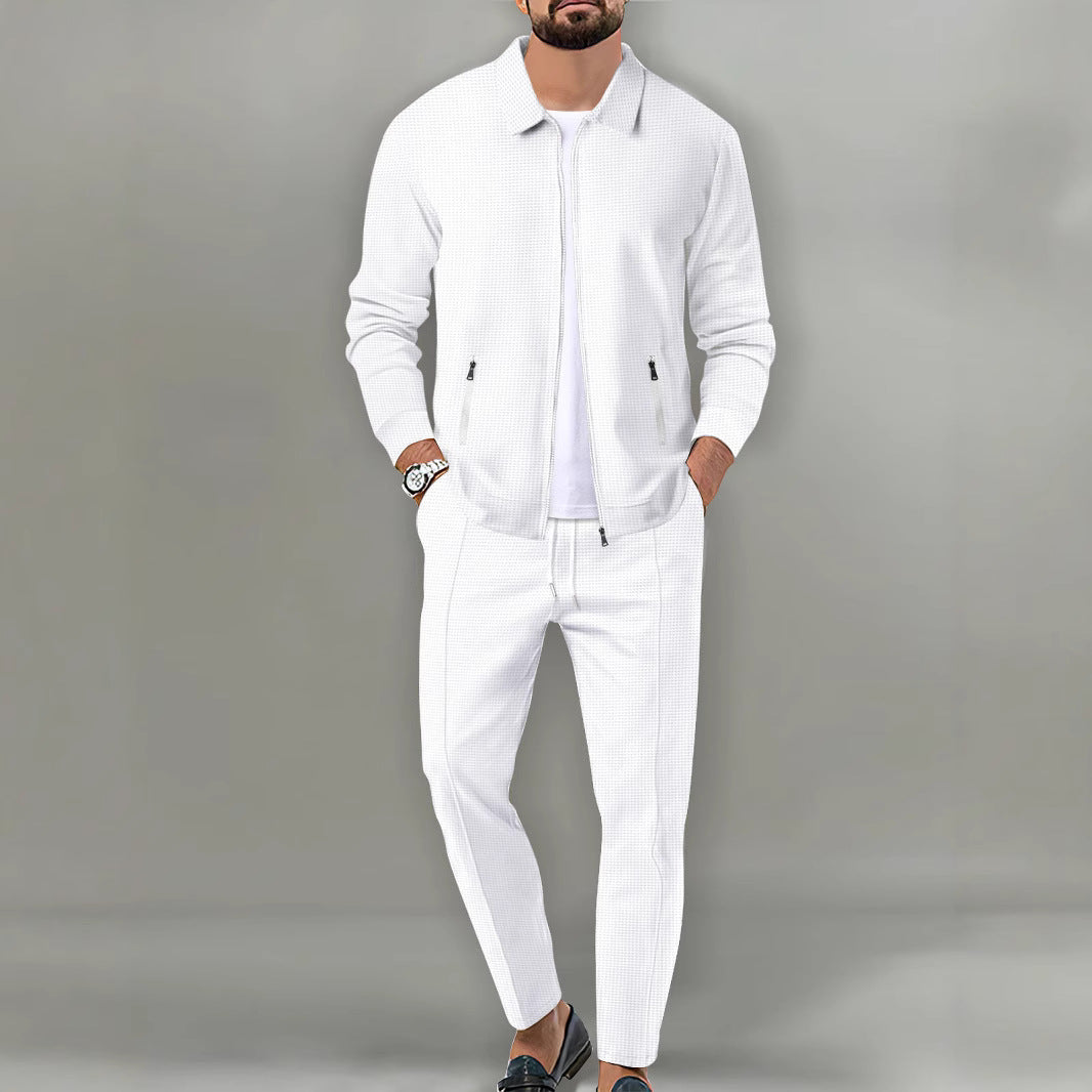 Herren sportliches Set mit strukturierter Jacke und elastischen Jogginghosen Aliams