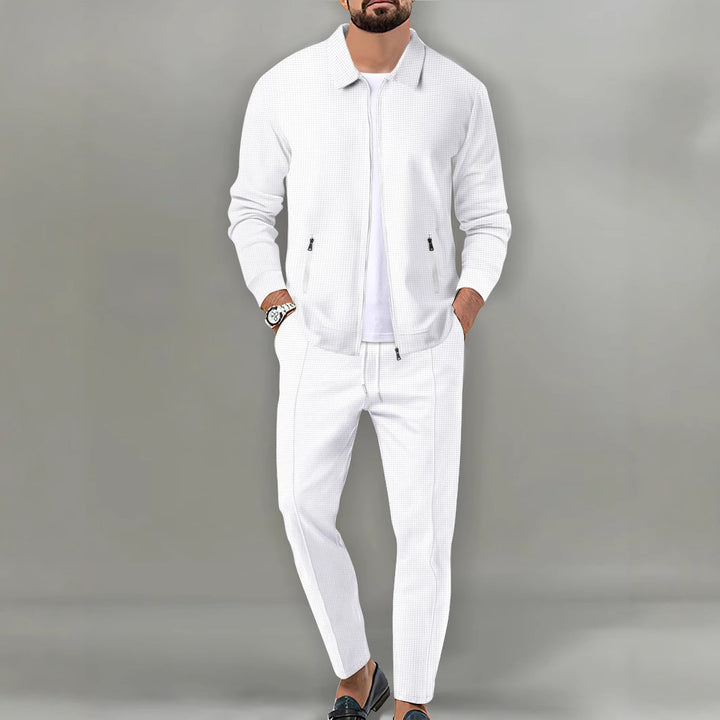 Herren sportliches Set mit strukturierter Jacke und elastischen Jogginghosen Aliams