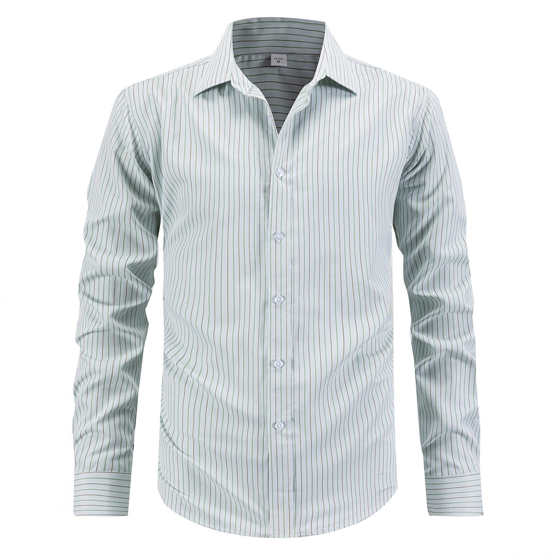 Herren elegantes Langarmhemd mit feinen Streifen und modernem Schnitt Aliams