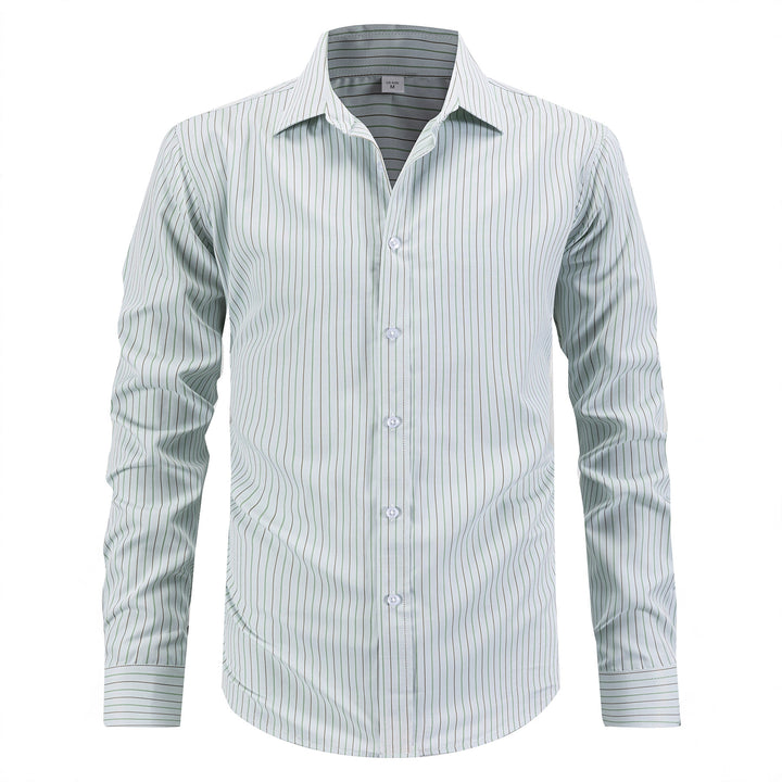 Herren elegantes Langarmhemd mit feinen Streifen und modernem Schnitt Aliams