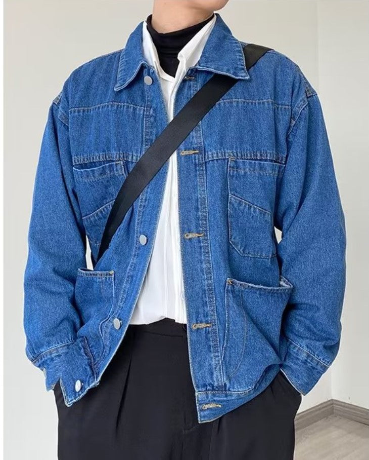 Herren Denim-Überjacke mit praktischen Taschen und klassischem Schnitt Aliams