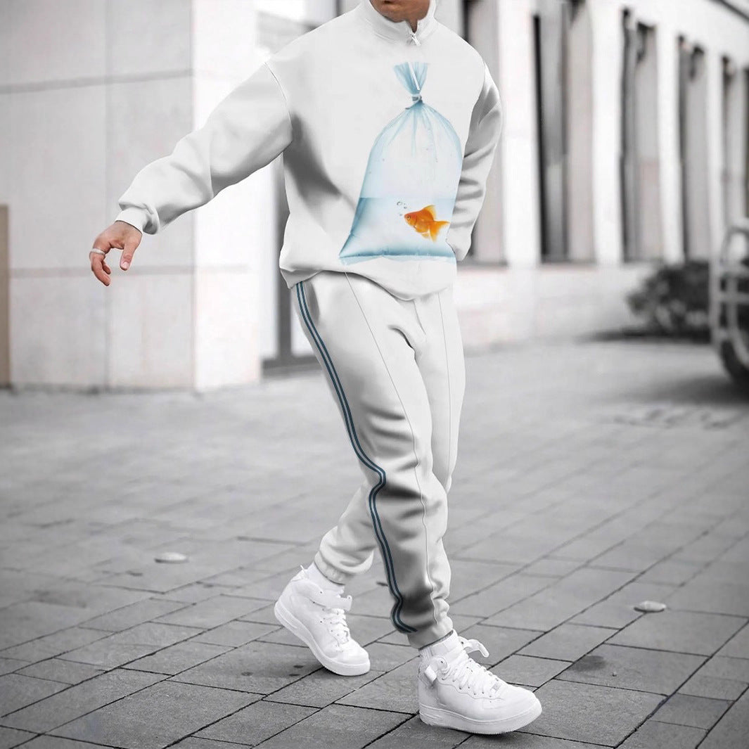 Herren Sportliches Sweatshirt mit modernem Zipper und grafischem Muster Aliams