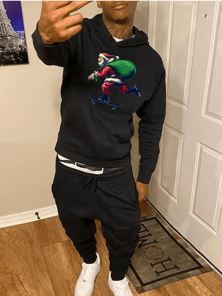 Herren Hoodie und Jogginghose Set mit kreativem Weihnachtsmotiv Aliams