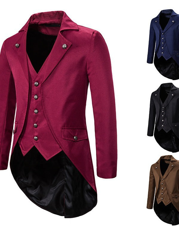 Herren eleganter Anzugmantel mit asymmetrischem Schnitt und feinen Details Aliams