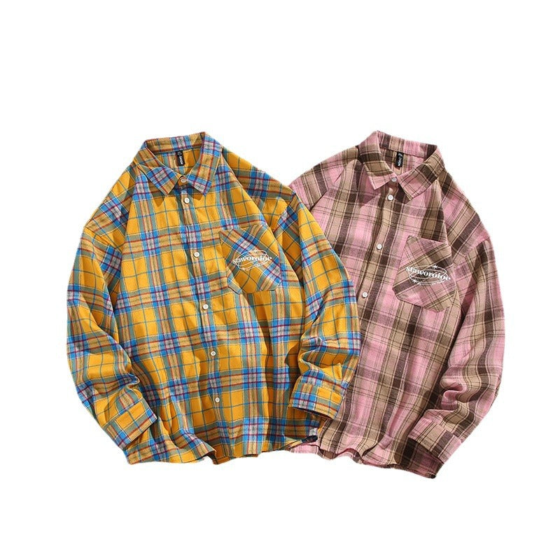 Herren kariertes Freizeithemd mit offenem Kragen und Brusttasche Aliams