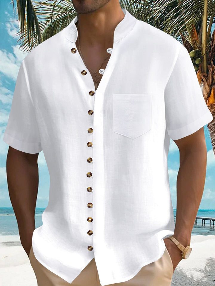 Herren Kurzarm Hemd mit modernem Knopfdesign Aliams