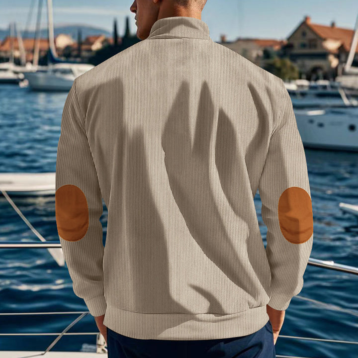 Herren Sweatshirt mit modernem Stehkragen und praktischem Knopfverschluss Aliams