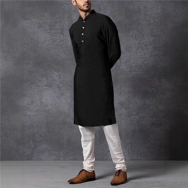 Herren elegantes und modisches Kurta mit hochgeschlossenem Kragen und Knopfdetails Aliams
