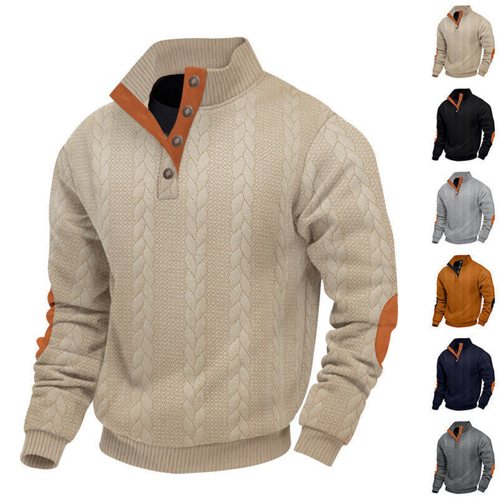 Herren Strickpullover mit modischem Stehkragen und strukturierter Oberfläche Aliams