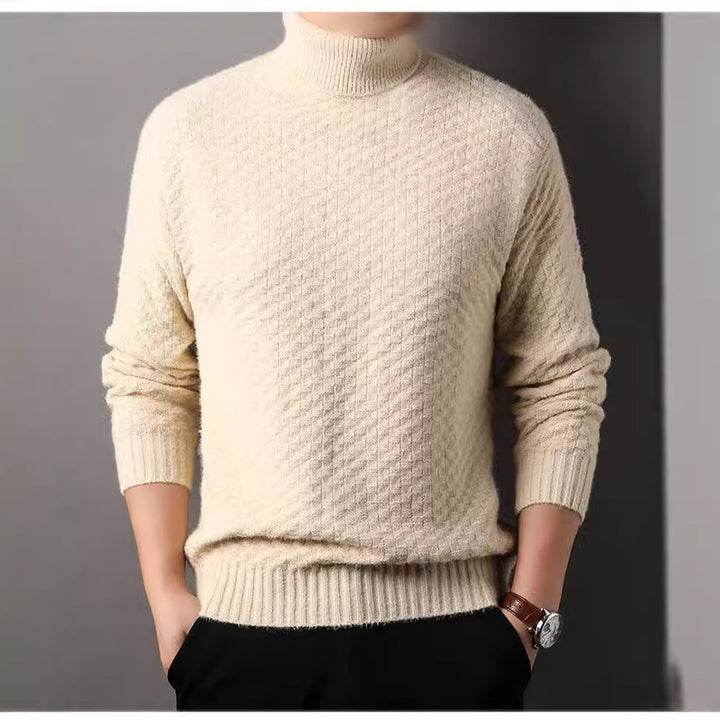 Herren Strickpullover mit hohem Kragen und strukturiertem Design Aliams