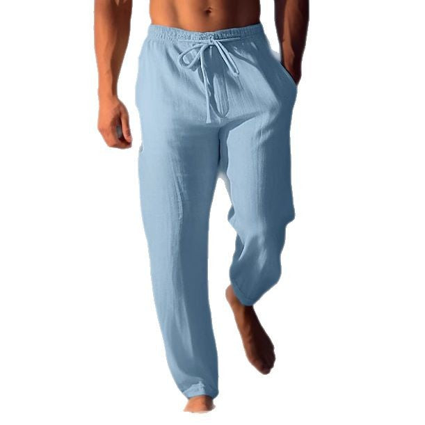 Herren Komfortable Leinenhose mit elastischem Bund und seitlichen Taschen Aliams